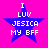Four identical blue star icons with white text on a bright pink background, each displaying "I LUV JESSICA MY BFF" in pixelated font.