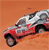 A pixelated image of a red and silver car on an orange background with visible wheel and body details.