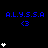 Blue text 'ALYSSA' with '<3' beneath it, surrounded by white heart icons on a black background; gray rectangle in bottom-right corner.