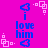Pixelated blue heart and text on bright pink background with white square animations.