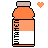 Two pixel-art bottles with orange liquid and brown caps, one bottle has a small heart above it.