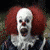 Static image of a clown with red hair and white face paint, overlaid with bold text reading 'CLOWNS EAT' on the left and 'FACT PEOPLE' on the right against black background.