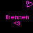 A static pixel art image with a black background, featuring two identical pink text blocks and symbols.
