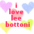 Pixelated heart-shaped icons in pink, blue, yellow, and green surround red text reading "i love lee bottoni" and "its the forever kinda thing" on a white background.