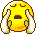 Yellow circular emoji with closed eyes and hands covering mouth, displayed in a of 25 identical frames showing no motion