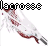 Animated icon of a translucent white and red shrimp-like creature with dark eyes, positioned diagonally on a white background.