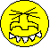 Three circular pixelated icons with angry expressions, each featuring a distinct color and visible teeth.