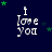 Dark blue background with white text "I love you" and green stars in various positions