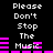 Black background with white pixelated text reading "Please Don't Stop The Music" and pink horizontal bars that shift position across frames.