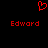 Red pixelated heart symbol above two identical red text labels reading 'Edward' on a black background.