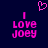 Pixelated pink text and heart symbol on dark blue background, two identical side-by-side layouts with 'I LOVE JOEY' below a vertical line.