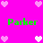 Pixelated pink background with green text and heart symbols arranged in a pattern