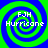 Four identical pixelated spiral patterns with blue and green concentric rings and white text reading "FJH Hurricane" on a solid green background.
