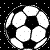 Black and white pixelated icon with a central black hexagon surrounded by six white rounded shapes, set against a black background with scattered white dots.