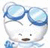 Pixelated cartoon character with large blue goggles, white face, and brown mouth on transparent background.