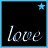Black square icon with 'love' text and star symbol, border color varies across three