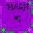 Purple background with green dotted border and star accents, displaying four identical of text "NASH #7" in black pixelated font
