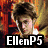 Four- of pixelated celebrity images with overlaid text reading 'EllenP5 loves Harry Potter and Emma Watson' in white block letters on black backgrounds