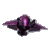Pixelated abstract shape with dark purple and black tones, featuring a central bright pink vertical stripe on a light gray background.