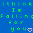 Blue background with green pixelated text reading "i think i think Im Im Falling? Falling for for you you" and two pink heart symbols.