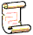 A set of twelve scroll-shaped icons arranged in a , each with a light gray body, yellow-brown edges, and pinkish internal patterns on a gray background