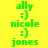 Yellow background with green text displaying names and smiley faces, featuring pink rectangular overlays on specific text elements.