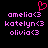 Pixelated pink text list with names and heart symbols on black background, featuring a red pixel-art heart above the first name.