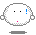 Pixelated circular avatar with black dot eyes, red dot mouth, and blue exclamation mark on right side, displayed in a of variations
