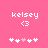 Pixelated pink background with white text 'kelsey' and '<3' above a of five white and pink heart icons