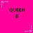 Bright pink background with repeated 'QUEEN B' text and alternating white/pink star animations.