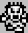 Two pixelated black-and-white character icons with blocky hair, square eyes, and open mouths on a gray background.