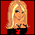 Animated contact sheet of a pixel-art woman in black outfit with red Playboy bunny logo, showing sequential frames of movement and text animation on red background.