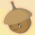 Pixelated brown acorn-shaped character with a small stem, smiling face, and two eyes on a light yellow background.