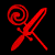 Red and gray scissors with spiral handles animate through multiple states against a black background.