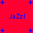 Red background with blue plus signs and repeated blue text 'JaZzl' in four positions, some with trailing dots.