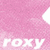 Pink and white pixelated icon with 'roxy' text above a stylized heart symbol, featuring partial visible elements.