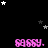 Black background with scattered white and gray stars; four of pink 'sassy.' text with varying star positions