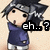 Pixelated character with dark spiky hair, light skin, and a blue shirt stands against a beige background with 'eh...?' text overlay.