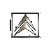 A sequence of five animated frames showing a metallic arrow icon within a square frame, transitioning from full visibility to partial and back.