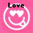Two identical pixelated smiley face icons with heart-shaped eyes and a circular outline on a pink background, each labeled with text above.