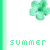 Animated sequence of pixelated flower icons with 'SUMMER' text in varying colors, each frame showing a different color scheme for flowers and vertical bars.