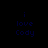 six with dark blue text on black background, each containing 'i love Cody' in pixelated font, overlaid by bright green rectangular bars that shift position across frames