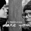 Black-and-white image of a person with glasses and a beanie, repeated in a pattern with text overlays