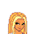 Pixel art contact sheet showing a blonde character's head, torso, and legs with overlaid text on a teal background.