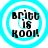 Four circular cyan and white icons with black text reading 'BRITT IS KOOL!' arranged in a , each with a slightly different pixelated appearance