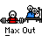 Animated contact sheet of a pixel art buddy icon showing two characters lifting weights with changing expressions and poses across 16 frames, labeled "Mass Out" below each frame on gray background.