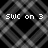Pixelated grayscale pattern with text overlays showing "SWC on 3" and "SWC!!!" at top-left and bottom-left, numbers "1 2 3" at top-right.