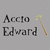Pixelated text 'Accio Edward' in dark gray on light gray background with a pixelated golden wand icon to the right.