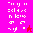 Pixelated text asks 'Do you believe in love at 1st sight?' with star symbols on pink and red backgrounds.
