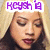 A four- shows a person with blonde hair and dark roots, closed eyes, and red lips; the top-left has purple text above